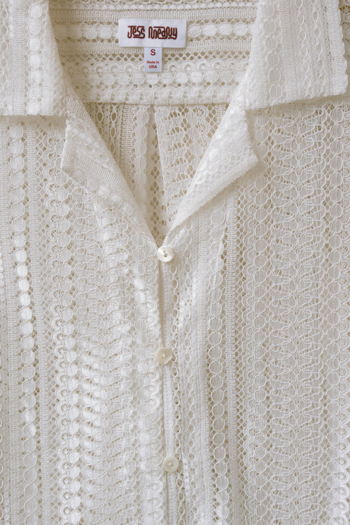 White Deco Lace Lounge Shirt