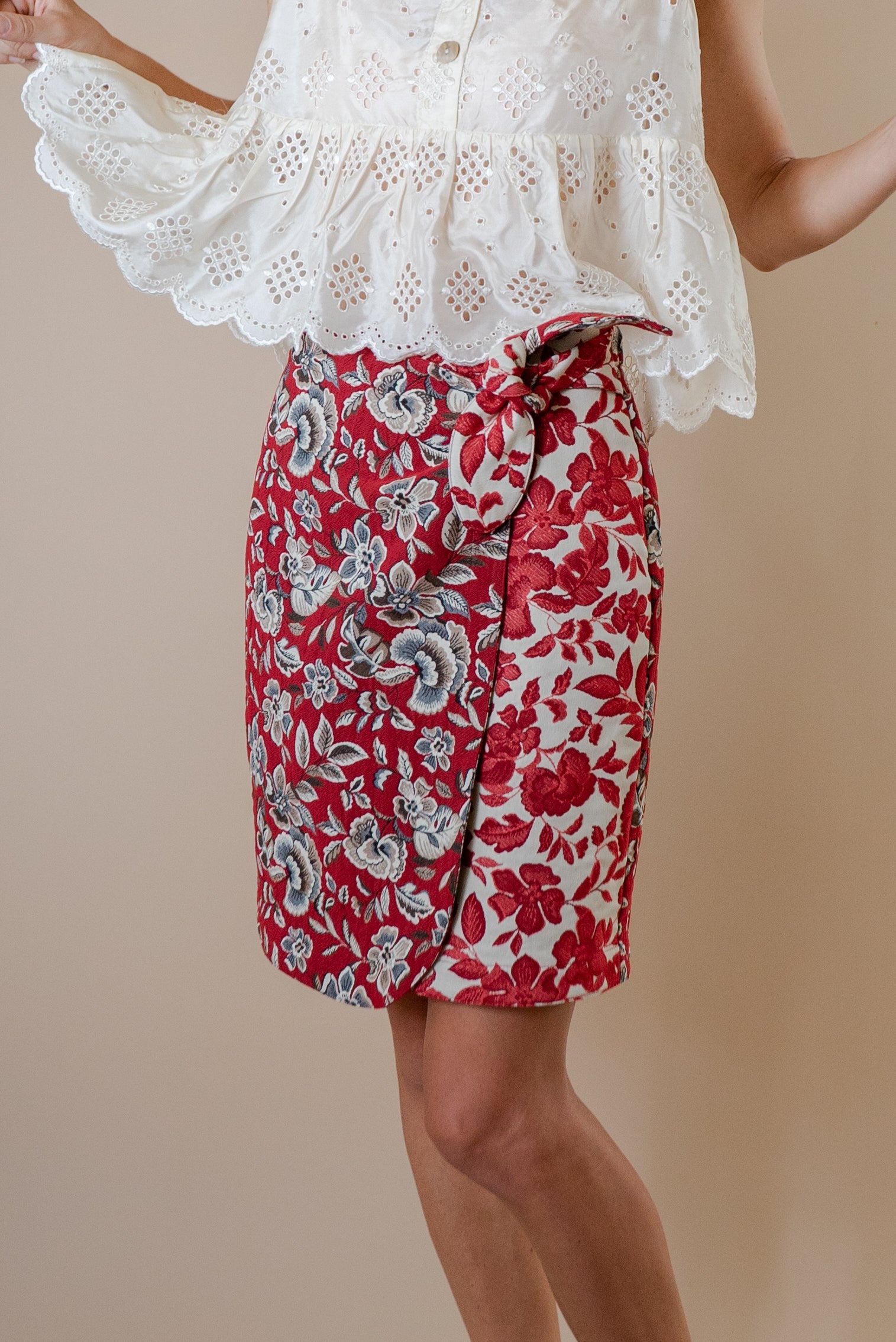 Red Florals Verbena Skirt